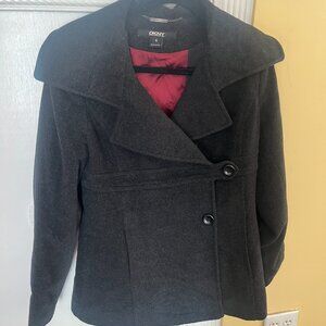 DKNY Gray Short Pea Coat Size 4